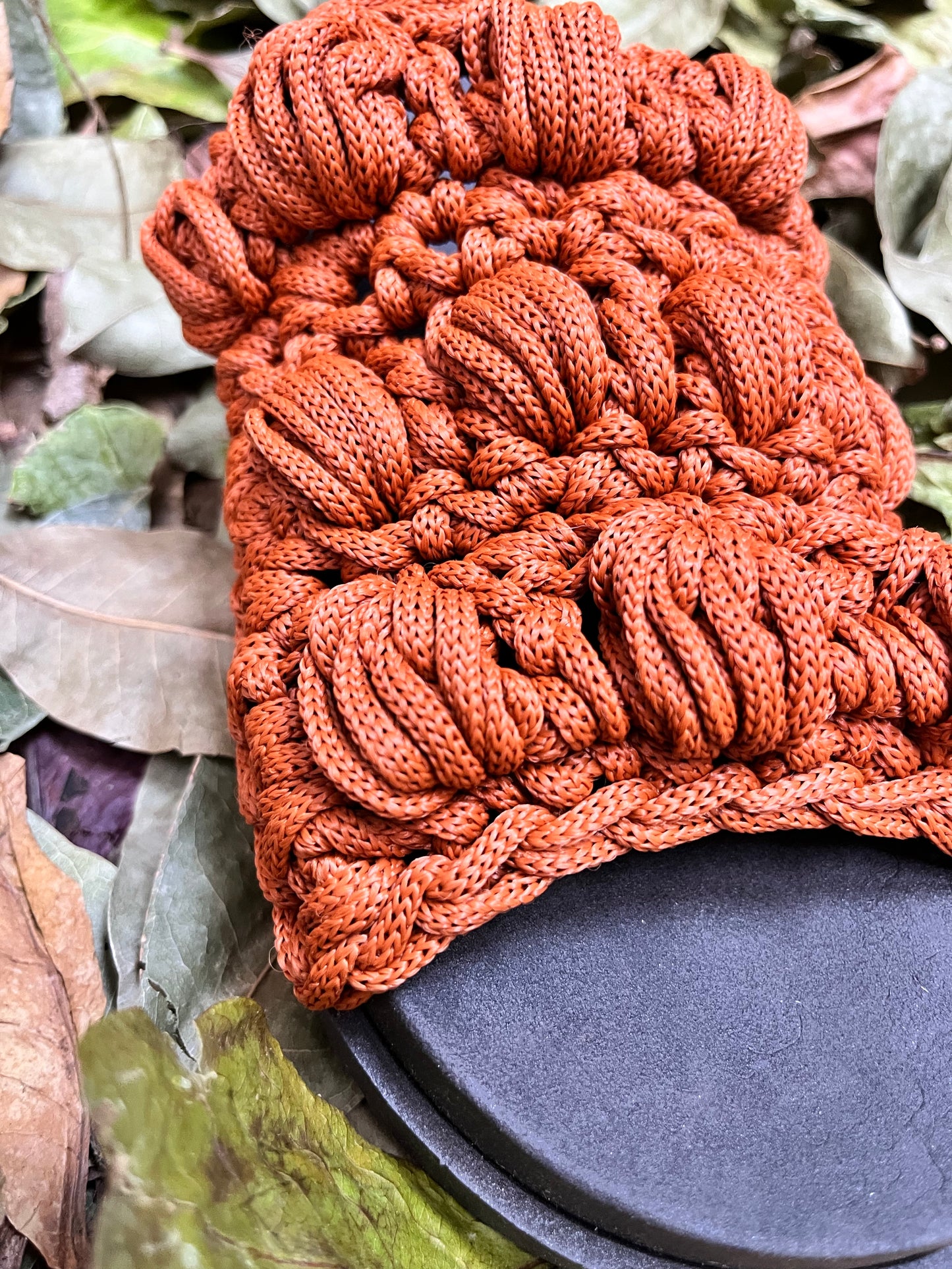 Crocheted sandals for the street, in the rain, on the farm | terracotta