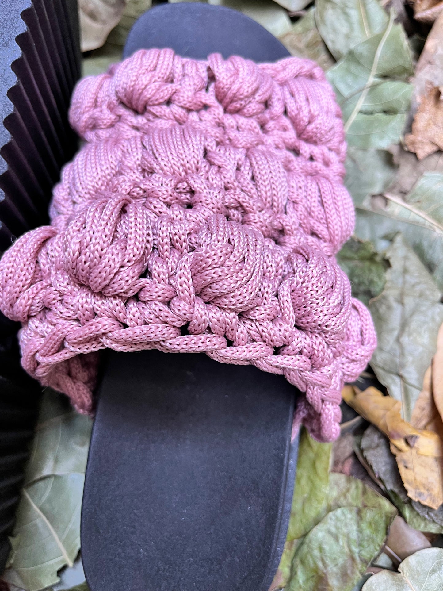 Crocheted sandals for the street, in the rain, on the farm | nude