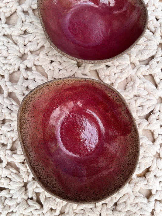 duo of red fruit bowls