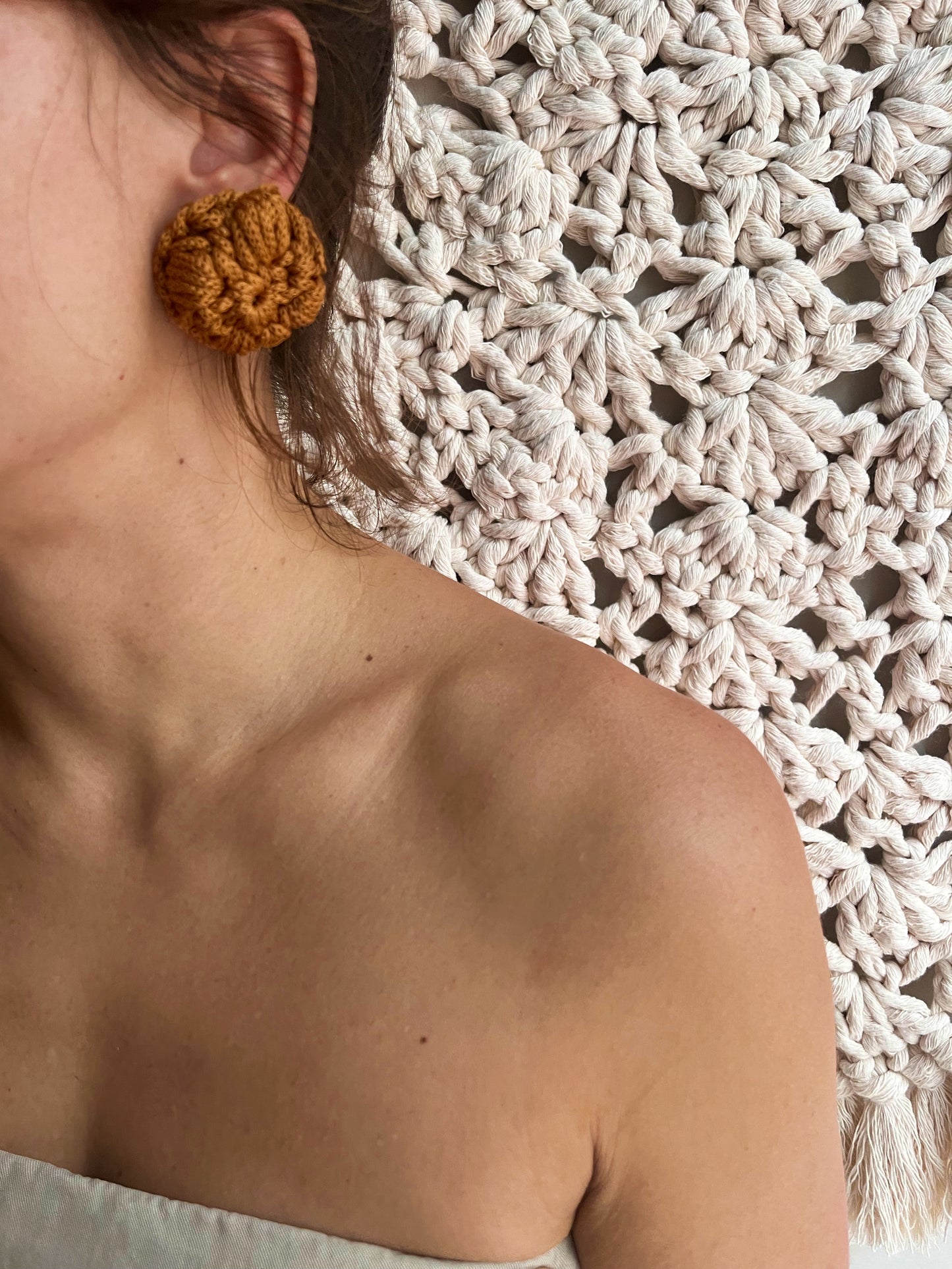 silver earring tropical country mustard