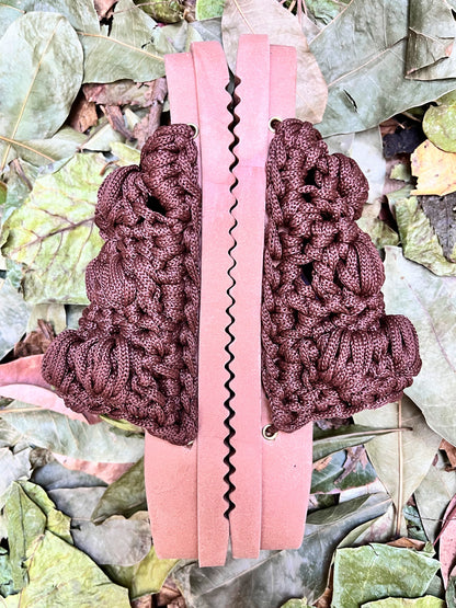 Crocheted sandals on the street, in the rain, on the farm | coffee