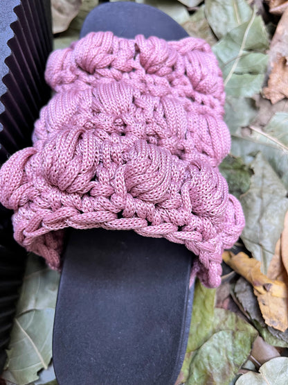 Crocheted sandals for the street, in the rain, on the farm | nude