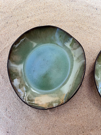 duo of olive deep plates