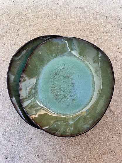 duo of olive deep plates