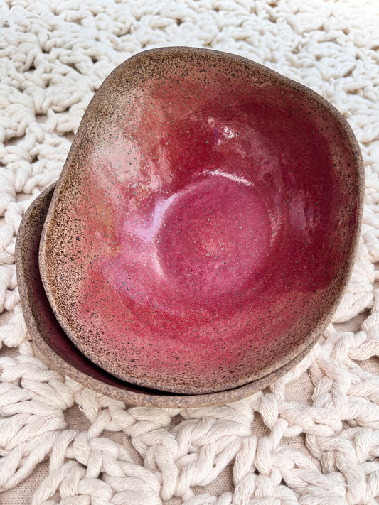 duo of red fruit bowls